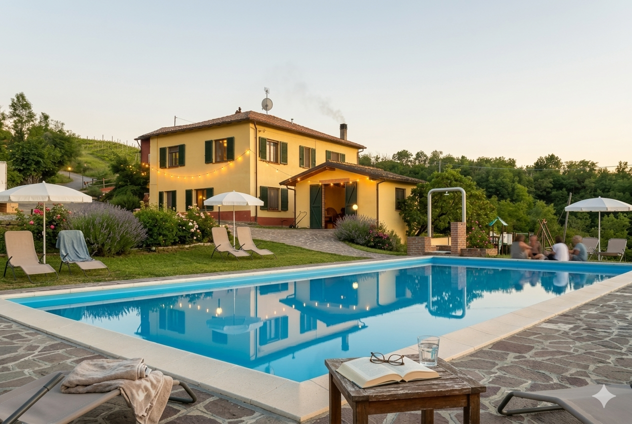 Piscina panoramica al tramonto di Tenuta MonteOliveto